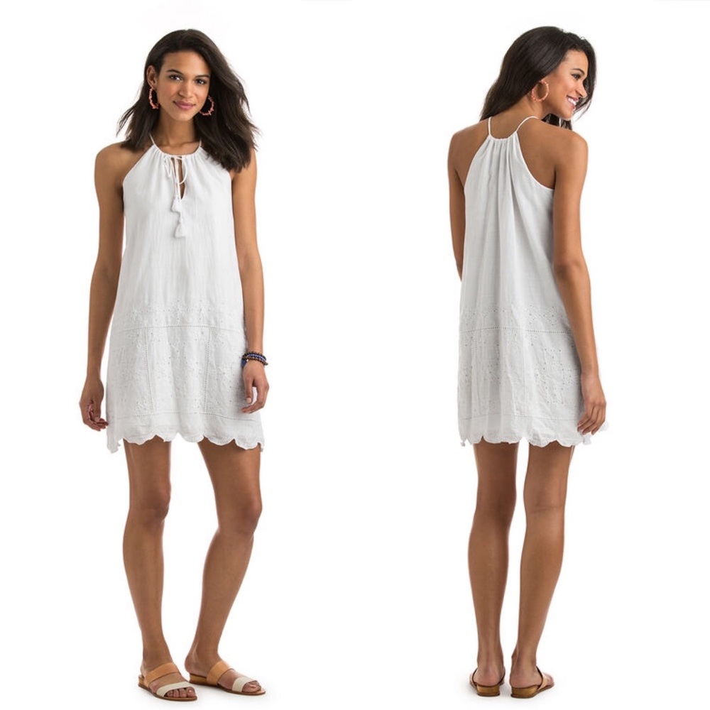Vineyard Vines White Eyelet Halter Dress 0